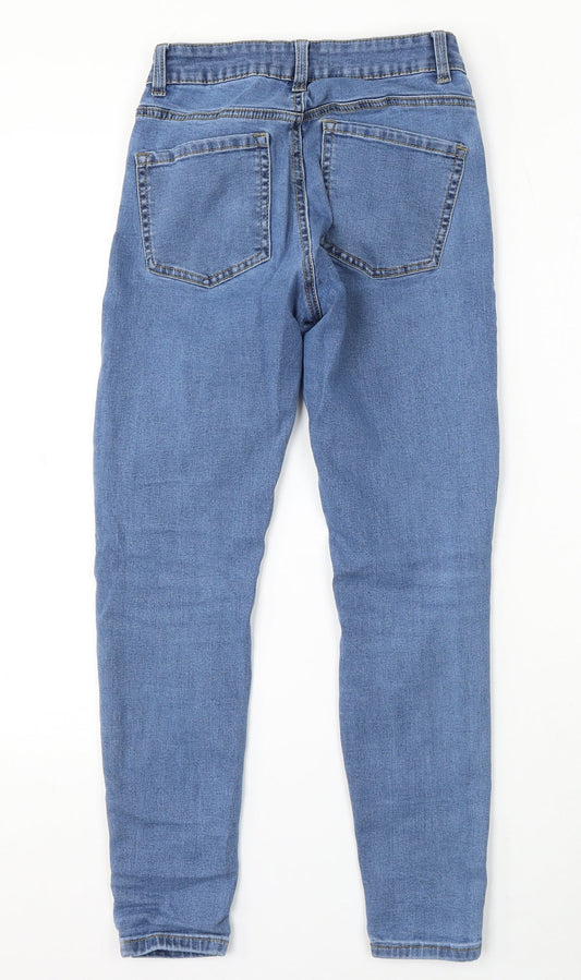 Denim & Co. Womens Blue Cotton Skinny Jeans Size 8 L27 in Regular Button