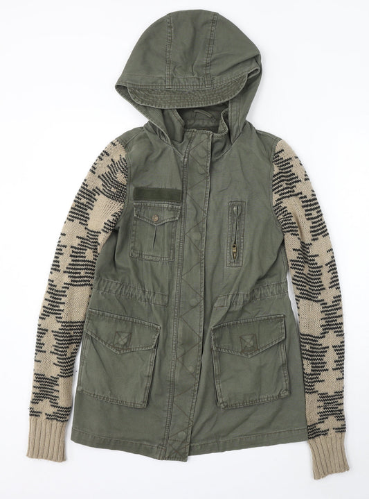 Womens UK Size 6 River Island Green Parka Coat