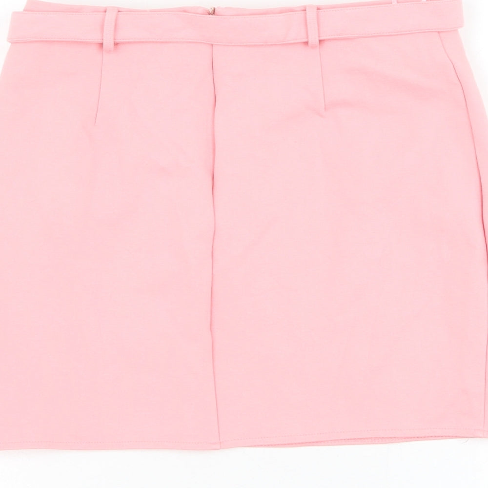 Love & Other Things Womens Pink Polyester Straight & Pencil Skirt Size S Zip - Belted