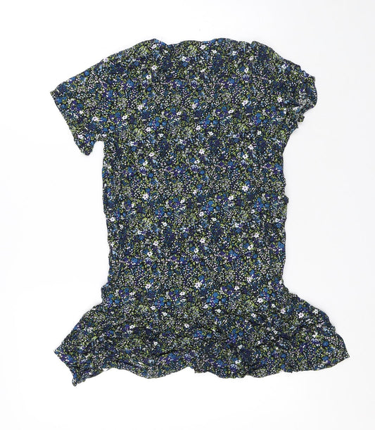 Jack Wills Womens Multicoloured Floral Viscose T-Shirt Dress Size 6 Round Neck - Flowers