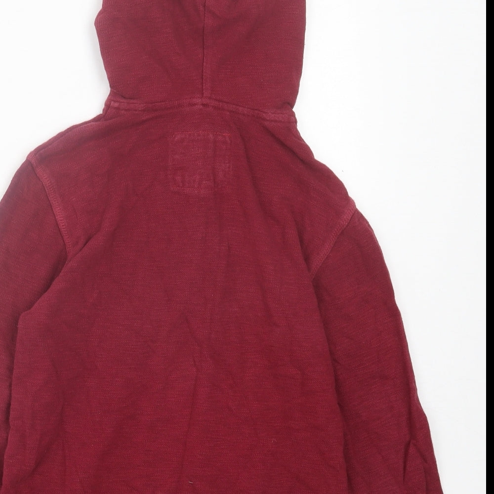 Debenhams Boys Red Cotton Pullover Hoodie Size 6-7 Years Button
