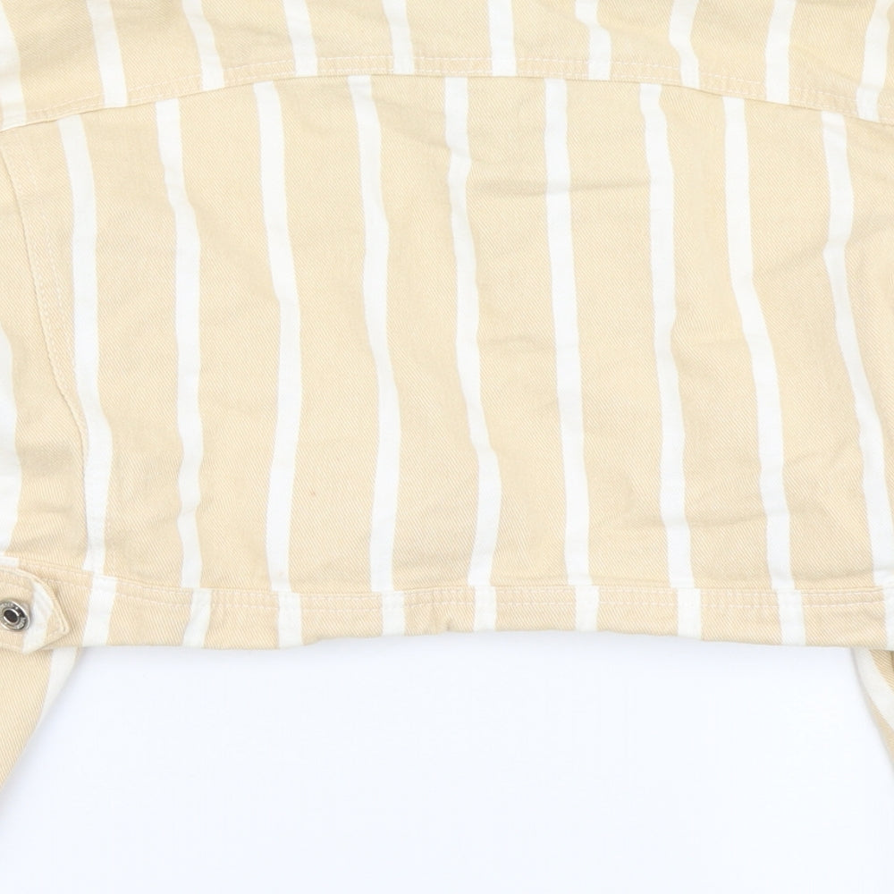 Missguided Womens Beige Striped Jacket Size 14 Button