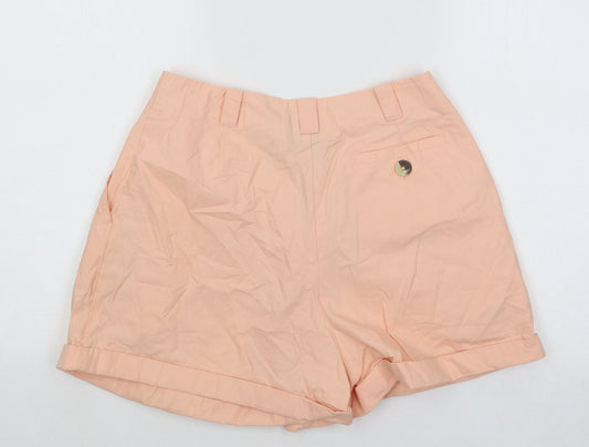 ASOS Womens Orange Cotton Hot Pants Shorts Size 10 Regular Button