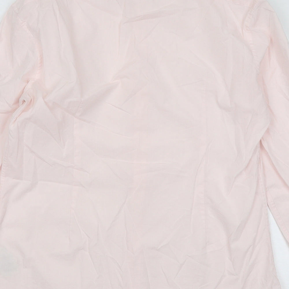 Mens UK Size 15.5 Moss London Pink Button-Up Long Sleeve Casual Shirt