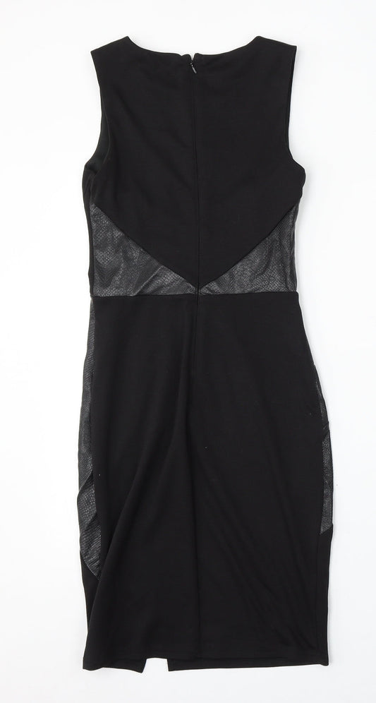 Lipsy Womens Black Polyester Bodycon Size 6 Round Neck Zip