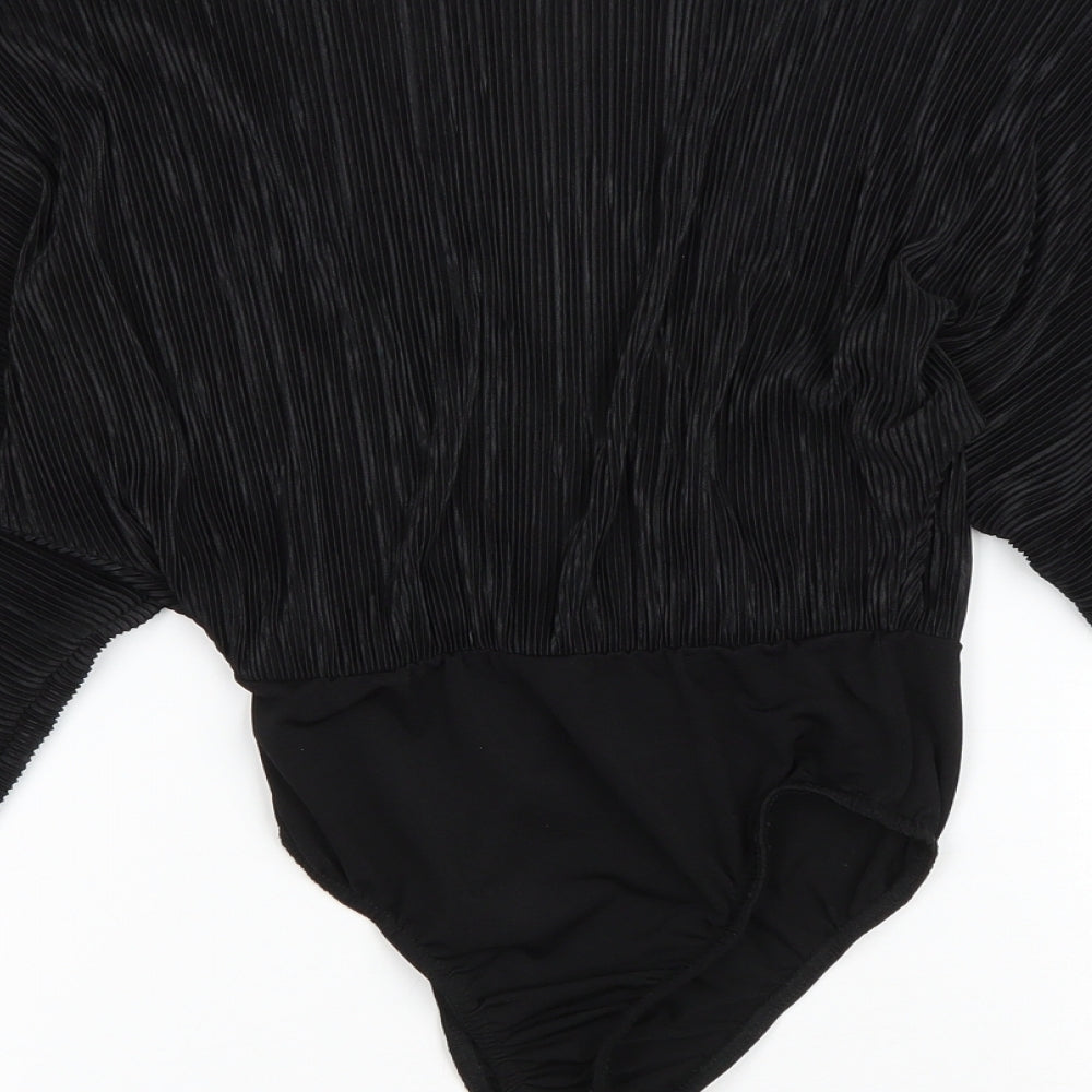 Pretty Little Thing Womens Black Polyester Bodysuit One-Piece Size 8 Snap