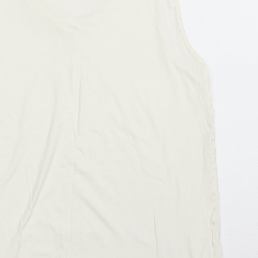 Blanchelle Womens Ivory Viscose Basic Tank Size 12 Scoop Neck