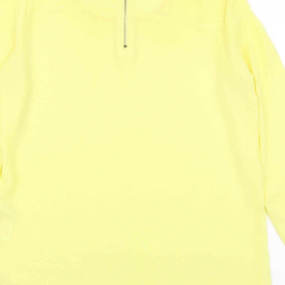 Atmosphere Womens Yellow Polyester Basic Blouse Size 8 Round Neck