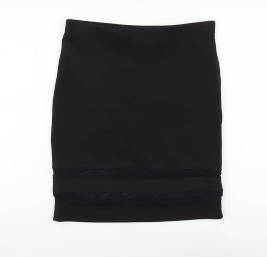 H&M Womens Black Polyester Straight & Pencil Skirt Size L Buckle