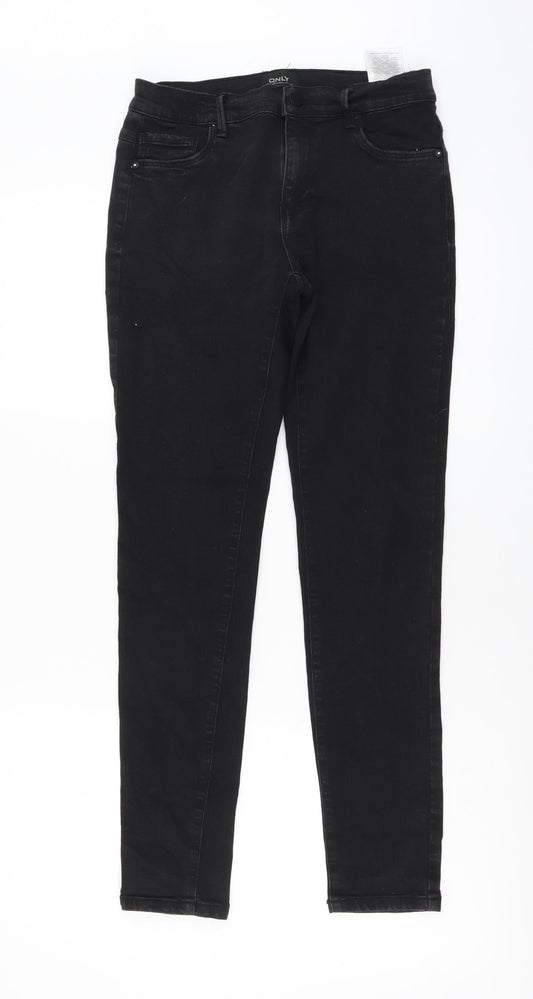 Womens UK Size M Only Regular Fit Skinny Black Jeans