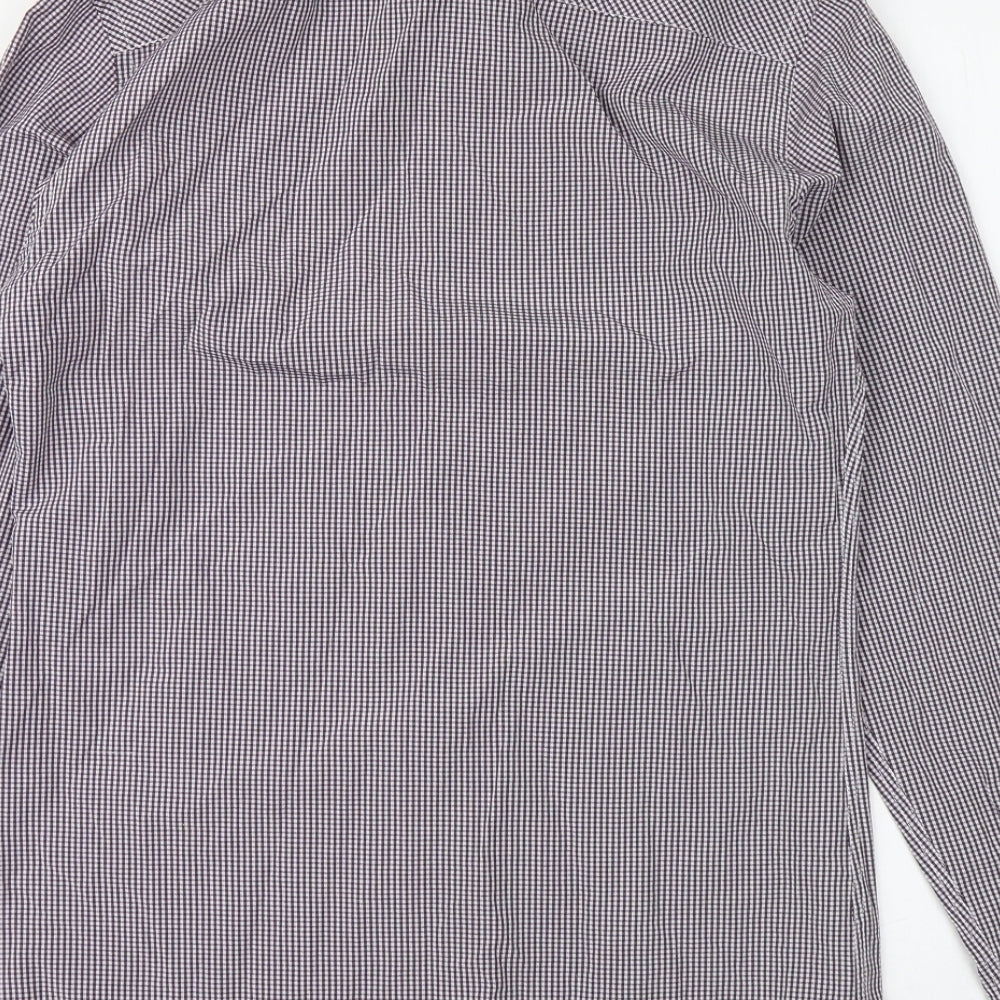 River Island Mens Purple Check Cotton Button-Up Size S Collared Button