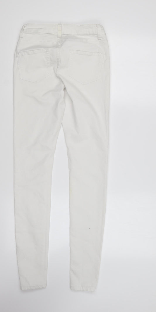 Denim & Co. Womens White Cotton Skinny Jeans Size 8 L28 in Regular Button