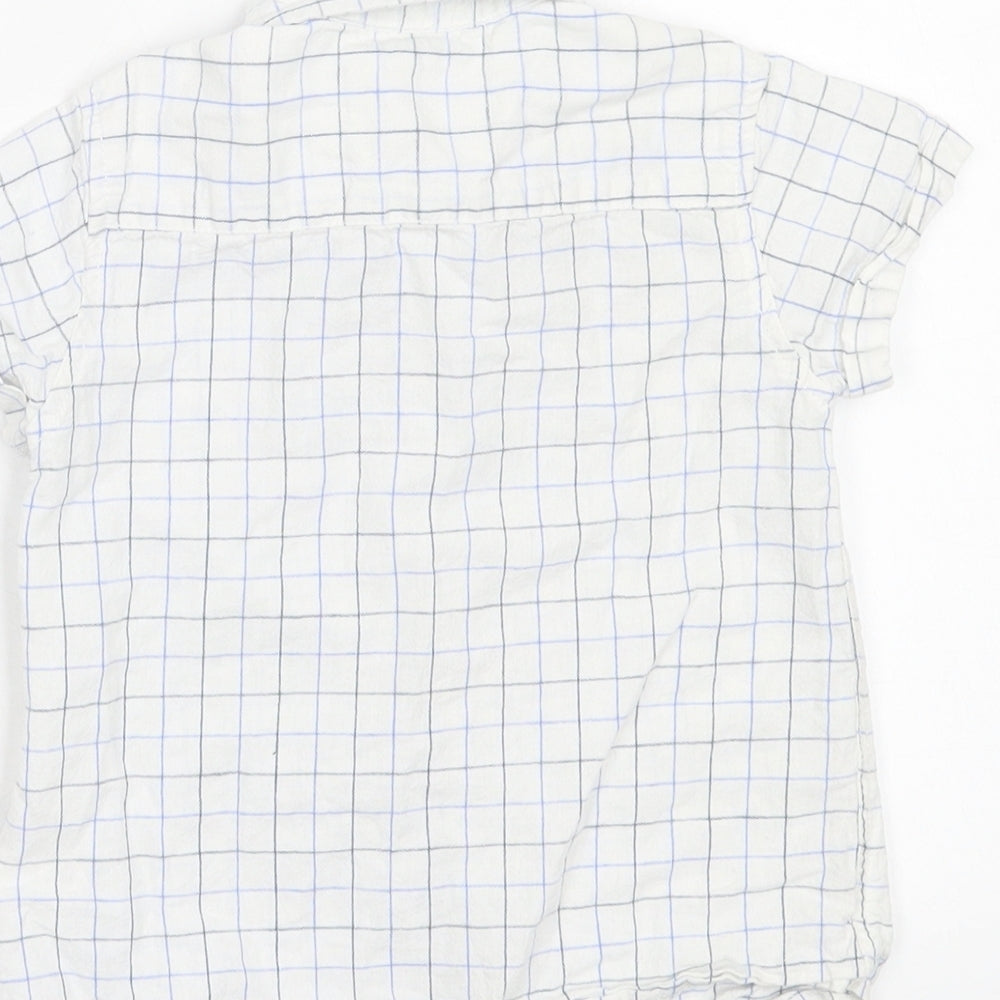 Fagottino Boys White Plaid Cotton Basic Button-Up Size 24 Months Collared Button