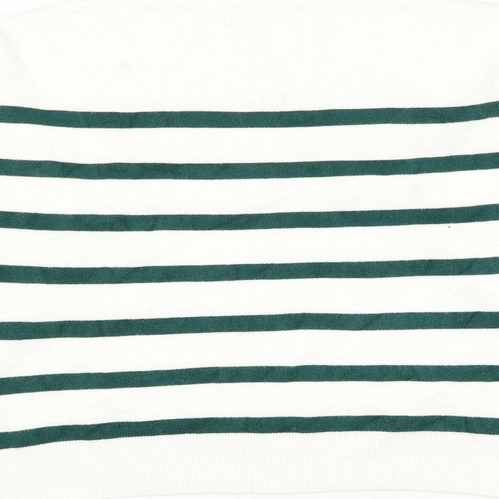 Primark Womens White High Neck Striped Viscose Pullover Jumper Size 14