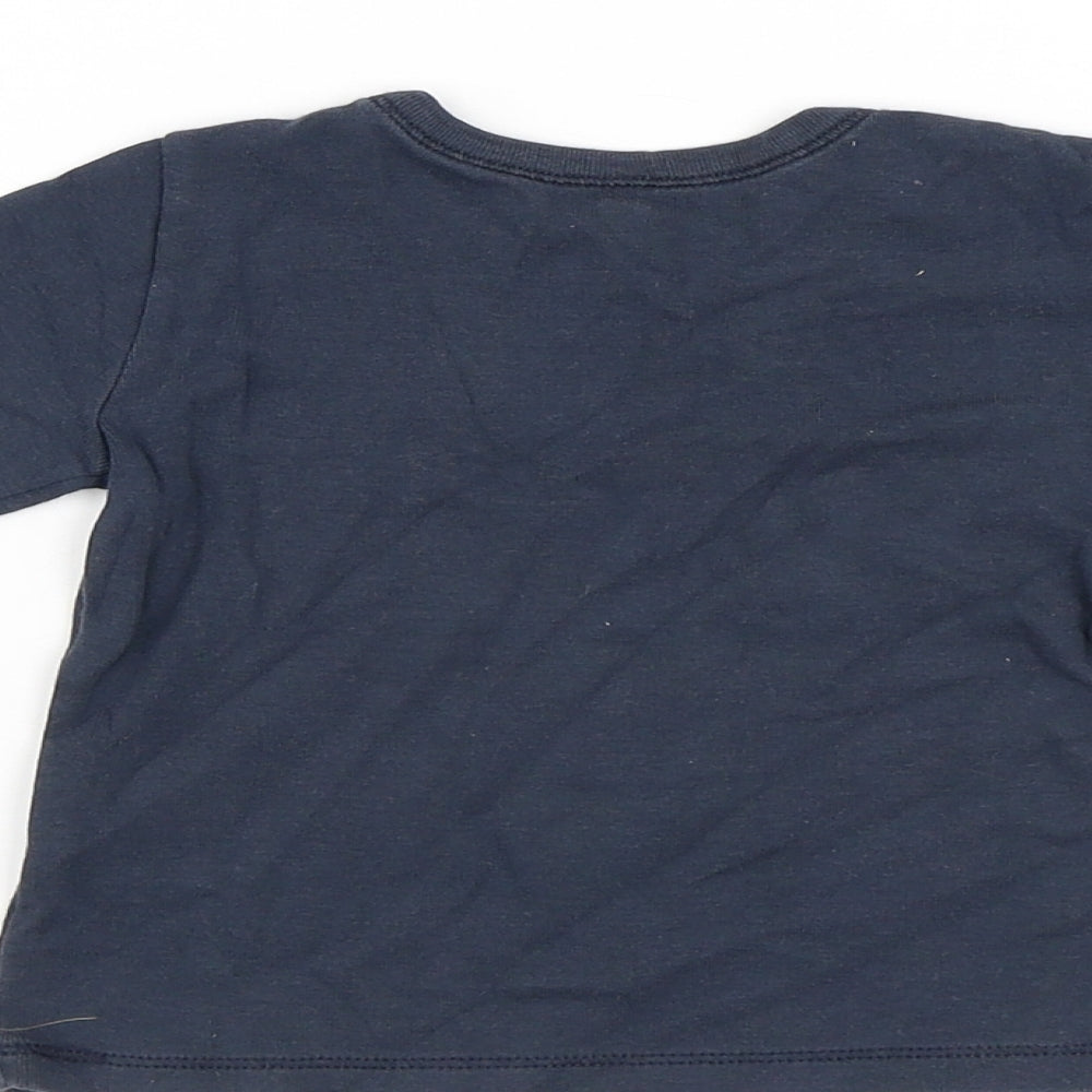 United Colors of Benetton Girls Blue Cotton Pullover T-Shirt Size 12 Months Round Neck