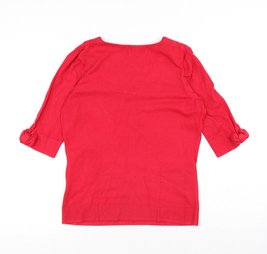 Coast Womens Red Viscose Basic T-Shirt Size M V-Neck