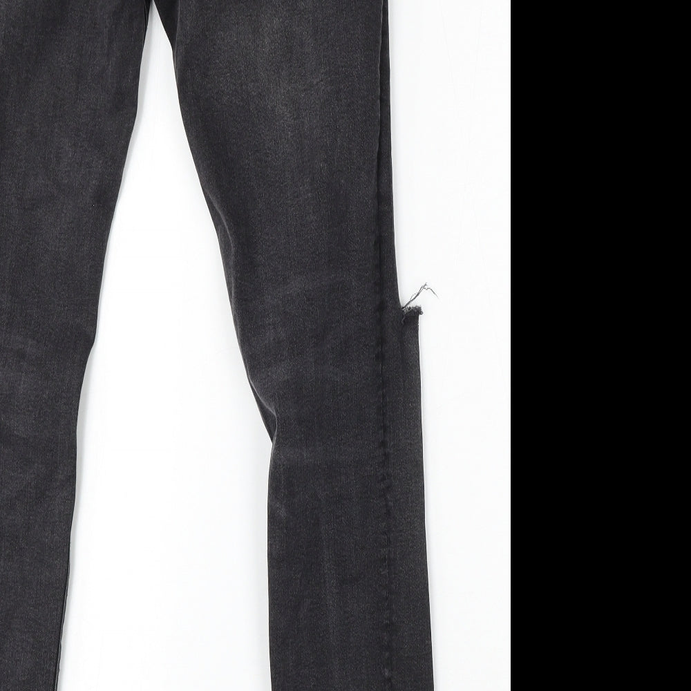 Pull&Bear Womens Black Cotton Skinny Jeans Size 31 in L29 in Regular Button