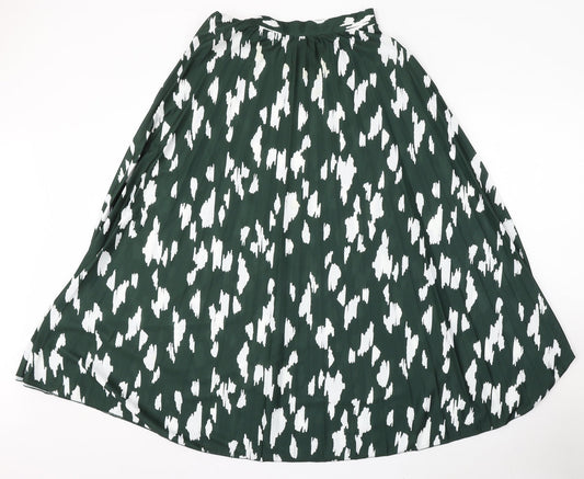 ASOS Womens Green Geometric Viscose Skater Skirt Size 6
