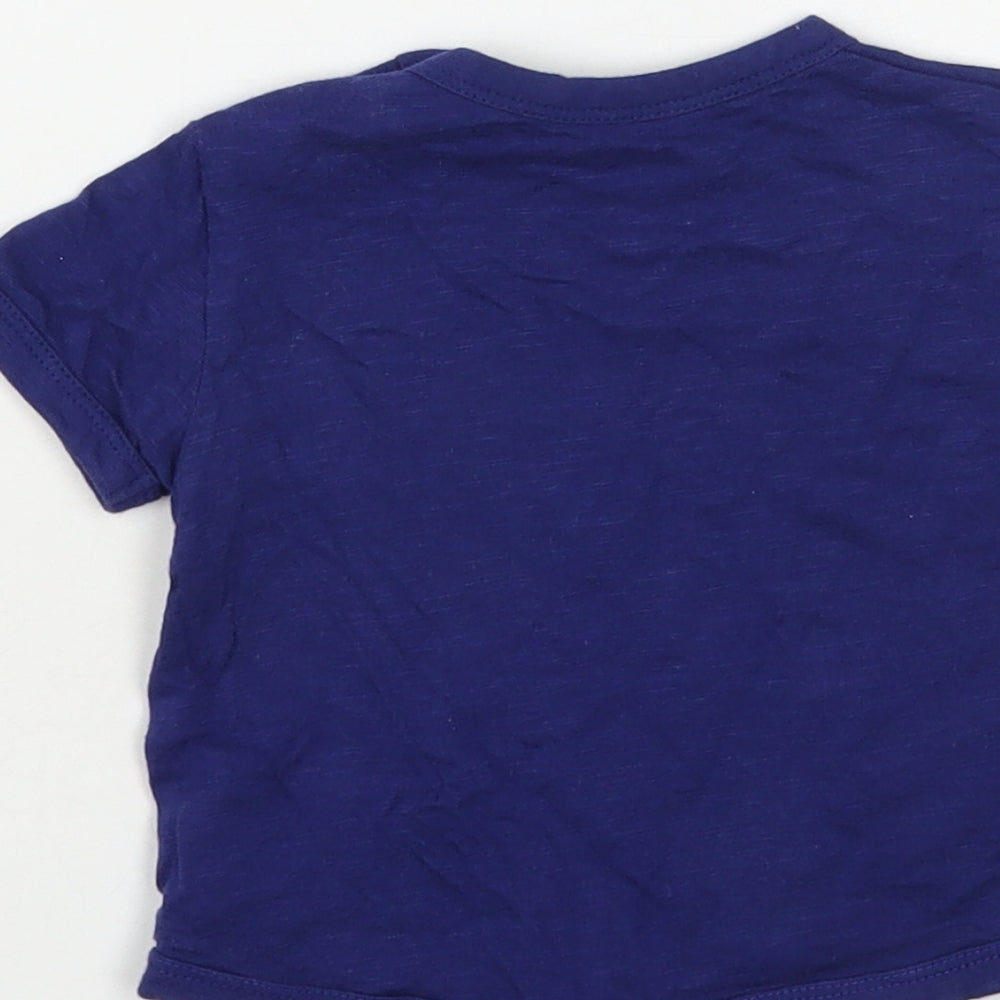 Mini Club Baby Blue Cotton Pullover T-Shirt Size 3-6 Months Crew Neck Snap - Lion