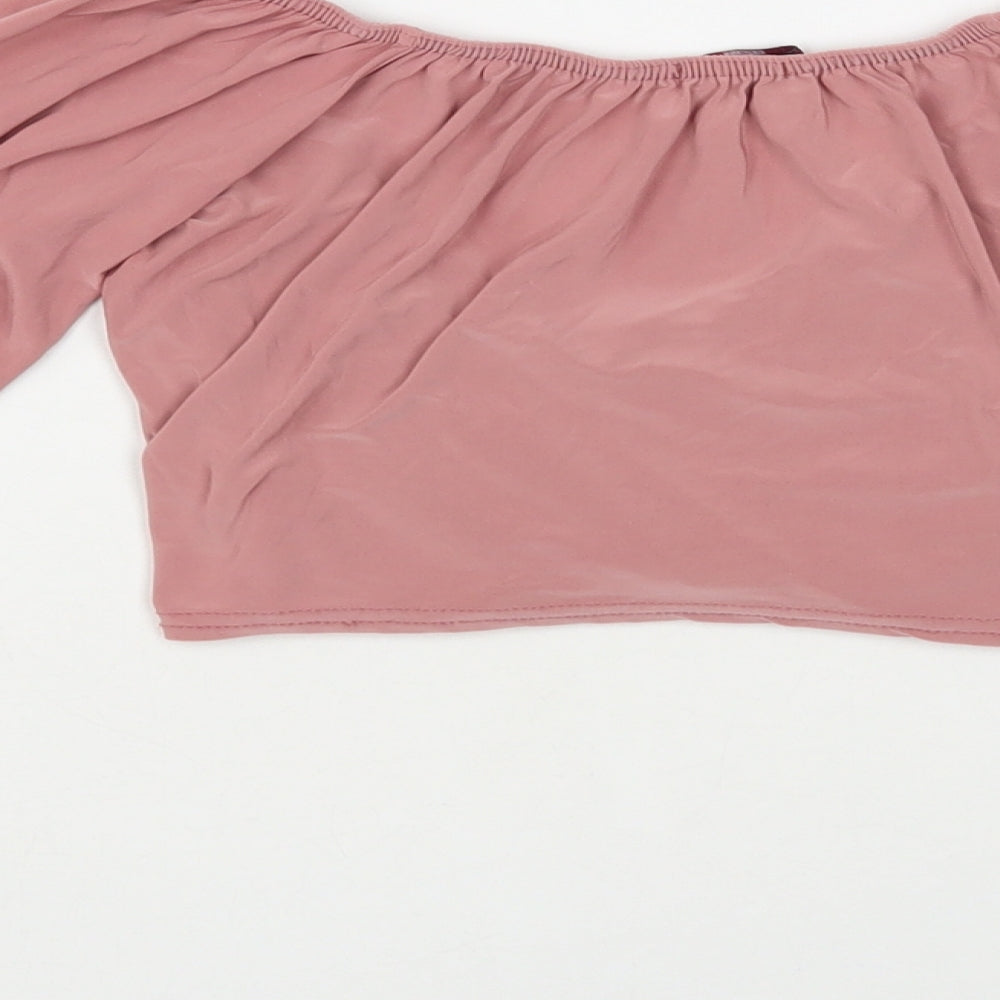 Womens UK Size 12 Missi Pink Cropped Blouse