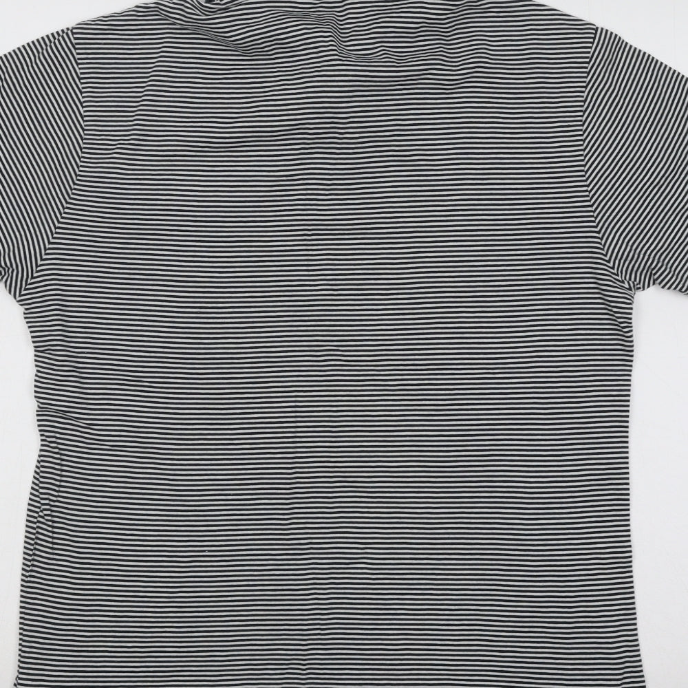 Cedar Wood State Mens Blue Striped Cotton Polo Size M Collared Button