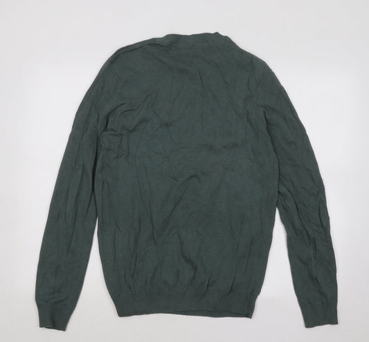 New Look Mens Green Round Neck Cotton Pullover Jumper Size M