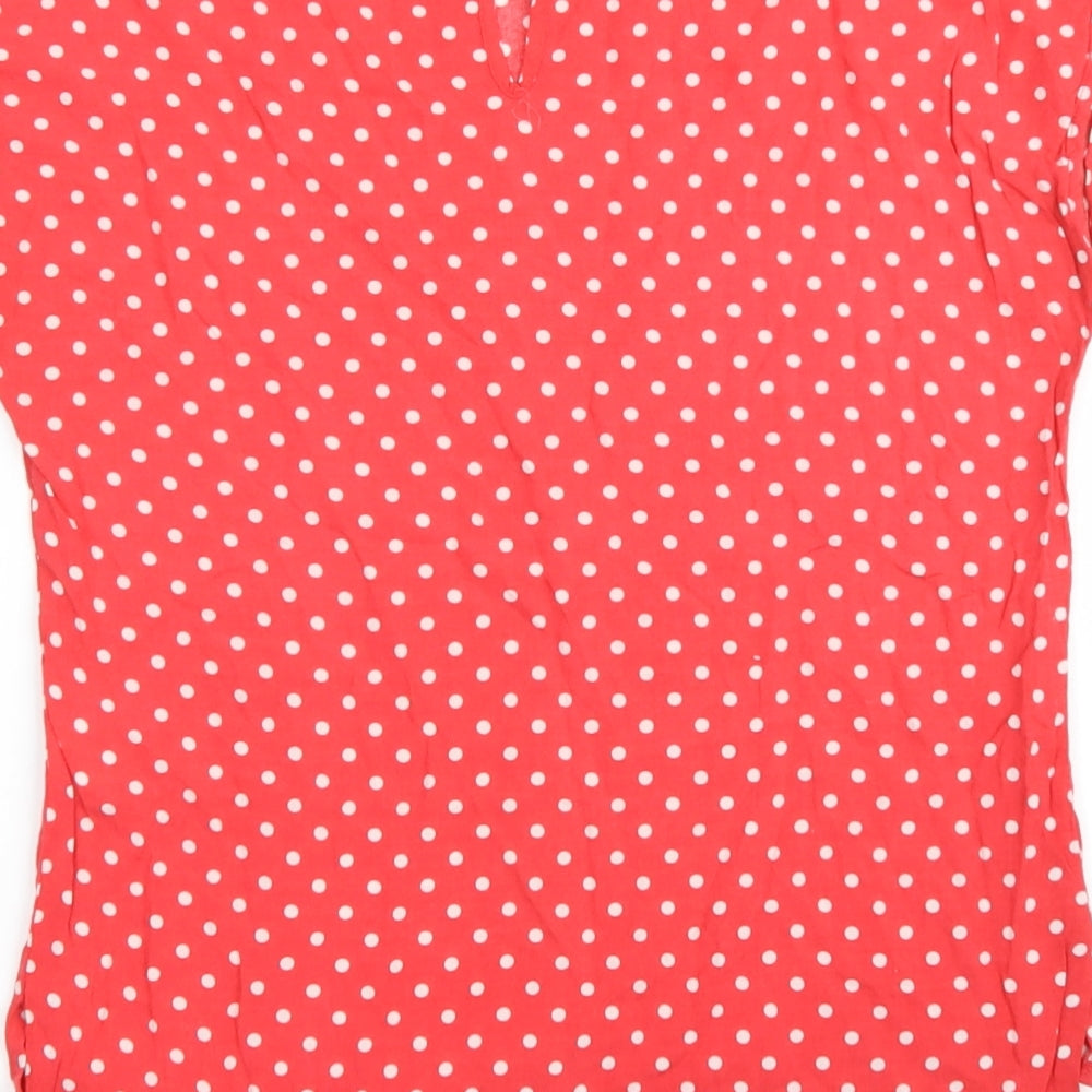 Atmosphere Womens Red Polka Dot Viscose Basic T-Shirt Size 8 Round Neck