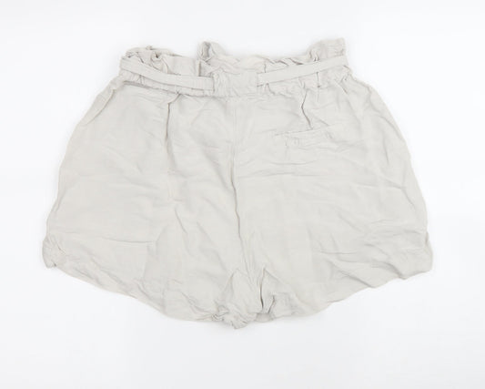H&M Womens Ivory Linen Chino Shorts Size 6 Regular Drawstring
