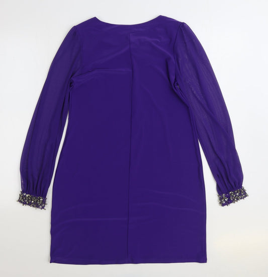 Dorothy Perkins Womens Purple Polyester Sheath Size 12 Boat Neck Pullover