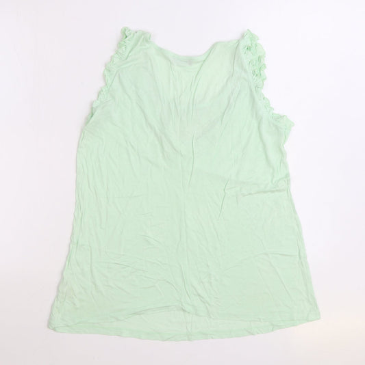 F&F Womens Green Viscose Basic Tank Size 12 Scoop Neck