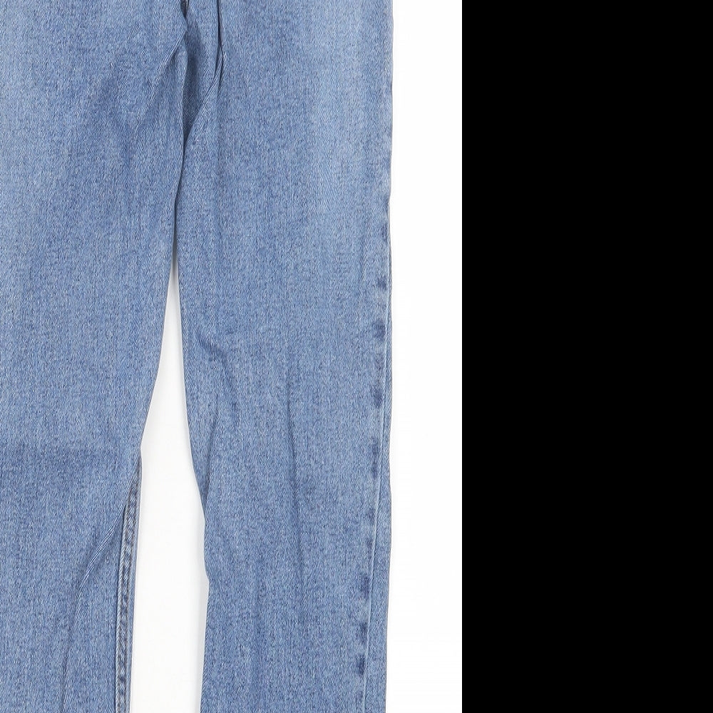 Denim & Co. Womens Blue Cotton Straight Jeans Size 8 L26 in Regular Button