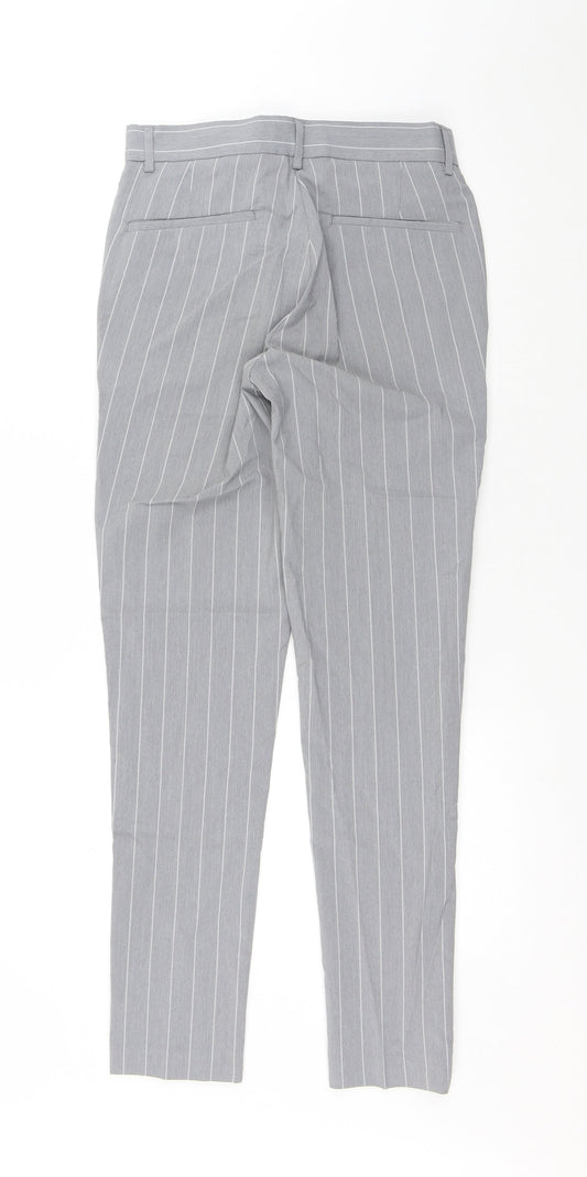 ASOS Mens Grey Striped Polyester Trousers Size 28 in L32 in Regular Hook & Eye