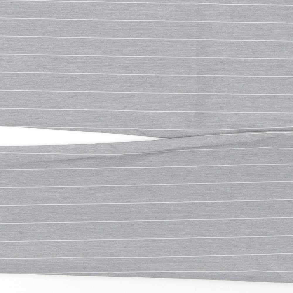 ASOS Mens Grey Striped Polyester Trousers Size 28 in L32 in Regular Hook & Eye