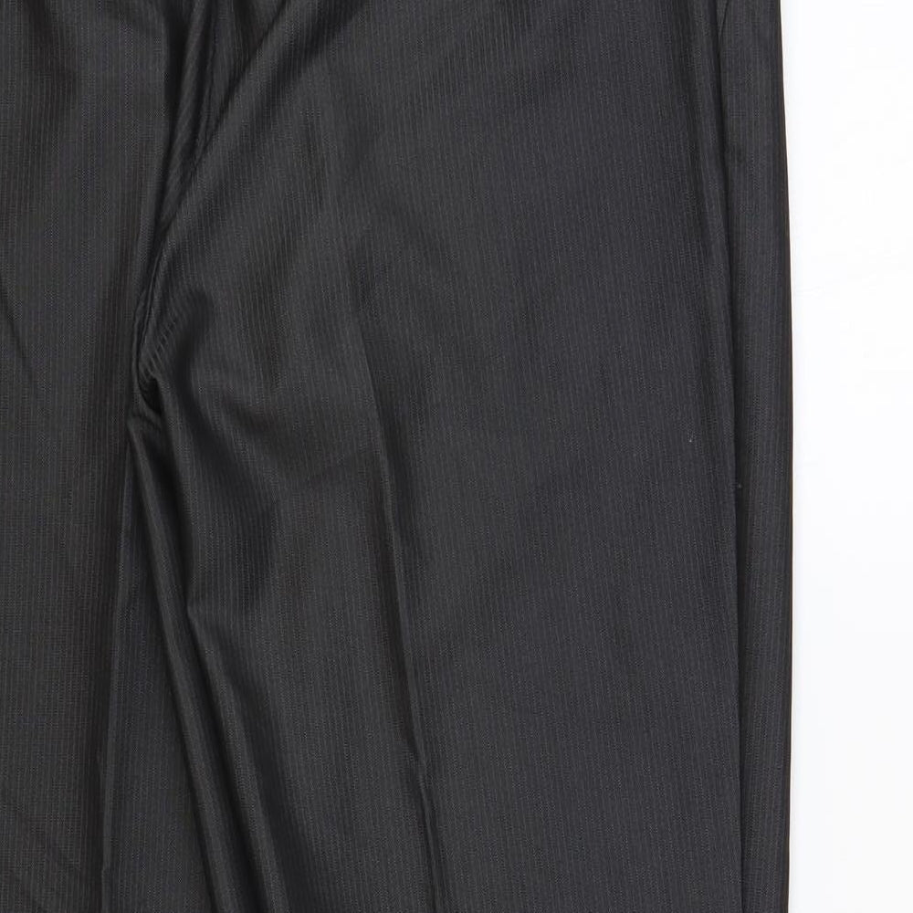 NEXT Mens Grey Striped Polyester Trousers Size 34 in L29 in Regular Button