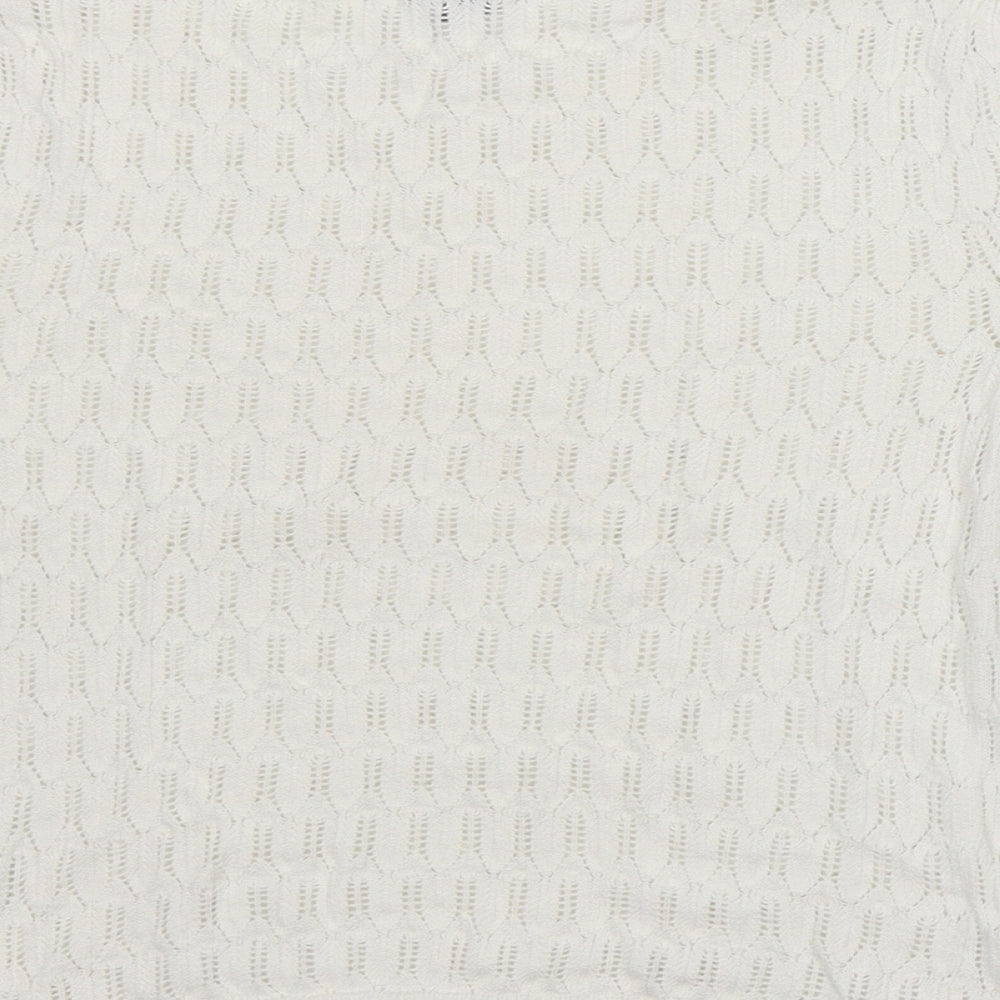 Primark Womens White Round Neck Viscose Pullover Jumper Size XS