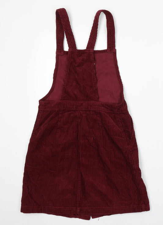 Miss Selfridge Womens Red Cotton Dungaree One-Piece Size 6 Button