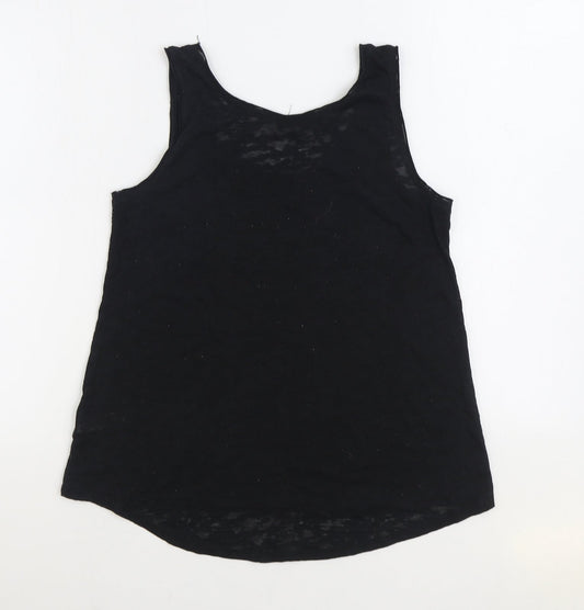 George Womens Black Polyester Basic Tank Size 10 Scoop Neck