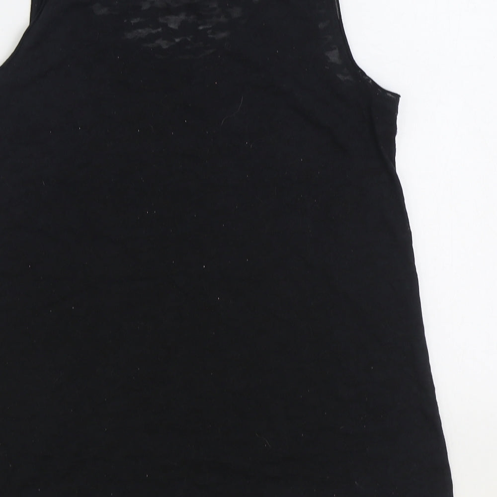 George Womens Black Polyester Basic Tank Size 10 Scoop Neck