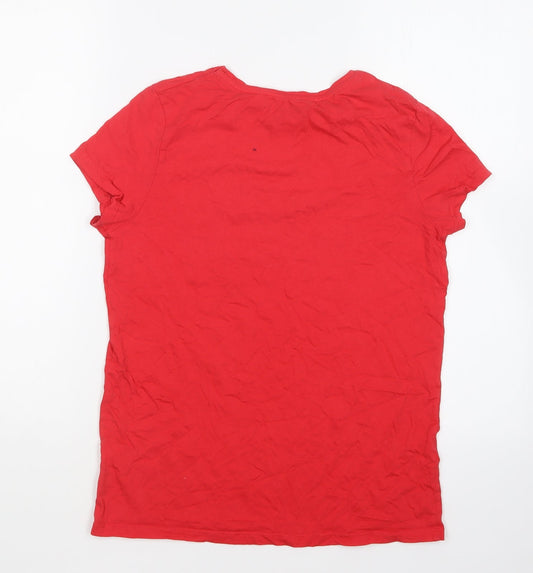 Primark Womens Red Cotton Basic T-Shirt Size 2XS Round Neck - Love Always Wins