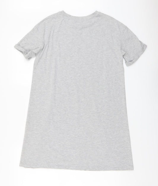 SheIn Womens Grey Polyester T-Shirt Dress Size M Round Neck Pullover - Do Not Touch Me