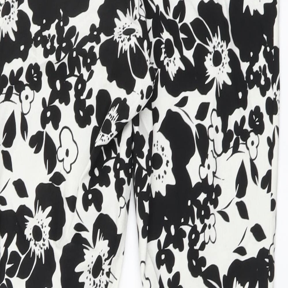 F7F Womens White Floral Viscose Harem Leggings Size 12 L27 in