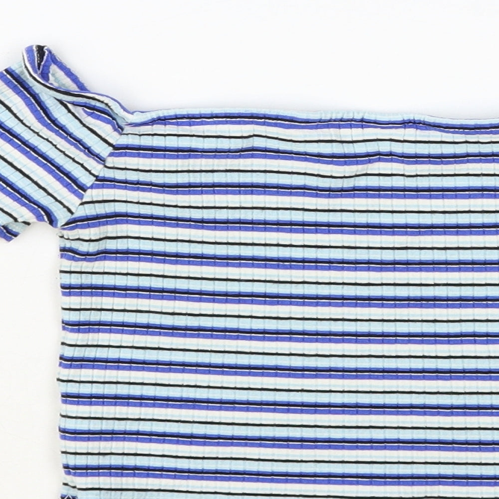 Womens UK Size 6 Miss Selfridge Blue Cropped T-Shirt