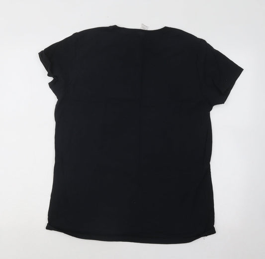 Mens UK Size L Gildan Black T-Shirt