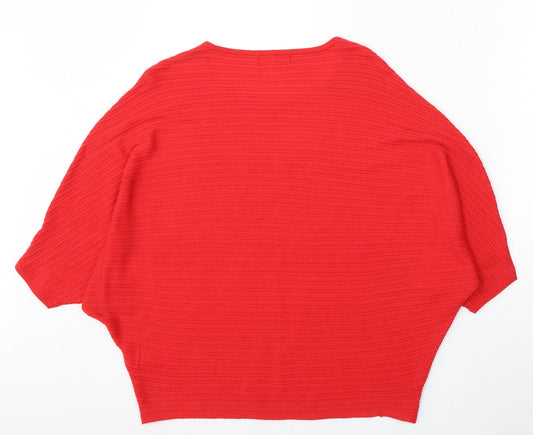 F&F Womens Red Round Neck Acrylic Pullover Jumper Size 10