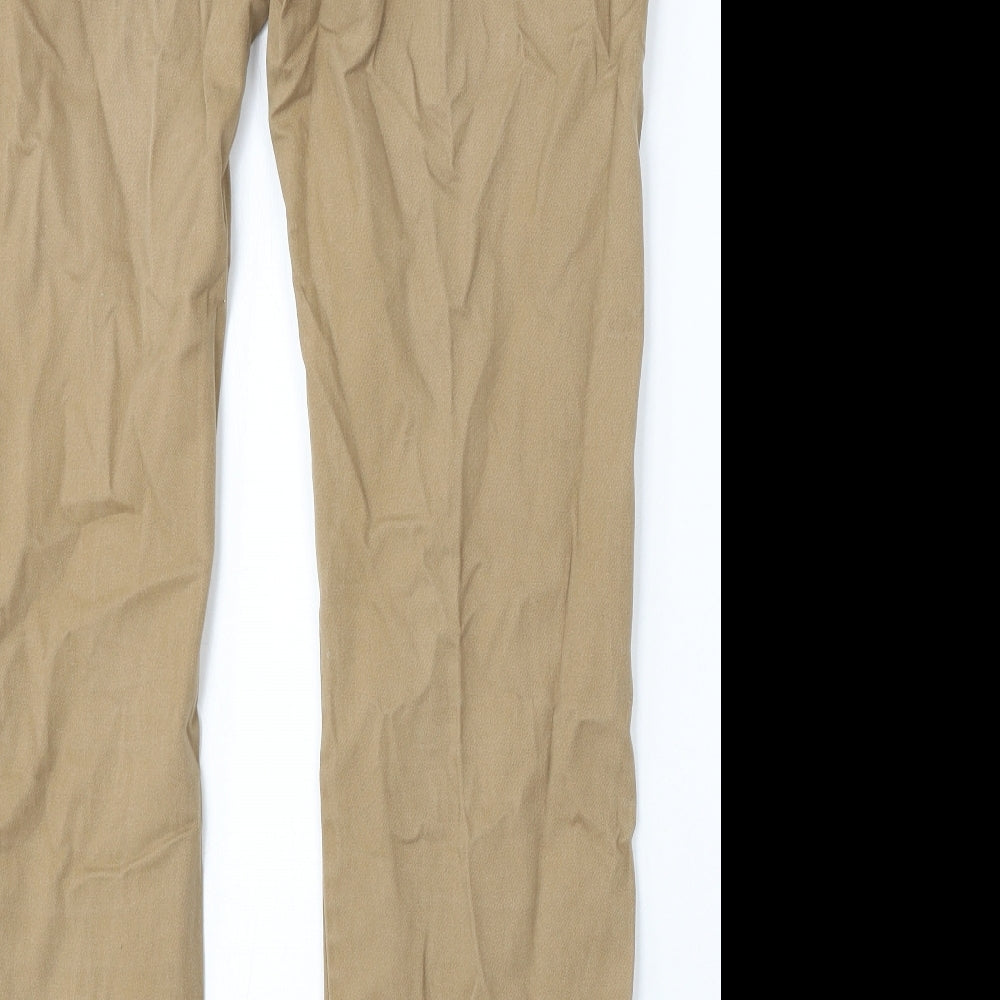 Denim & Co. Womens Beige Cotton Trousers Size 36 in L34 in Regular Button