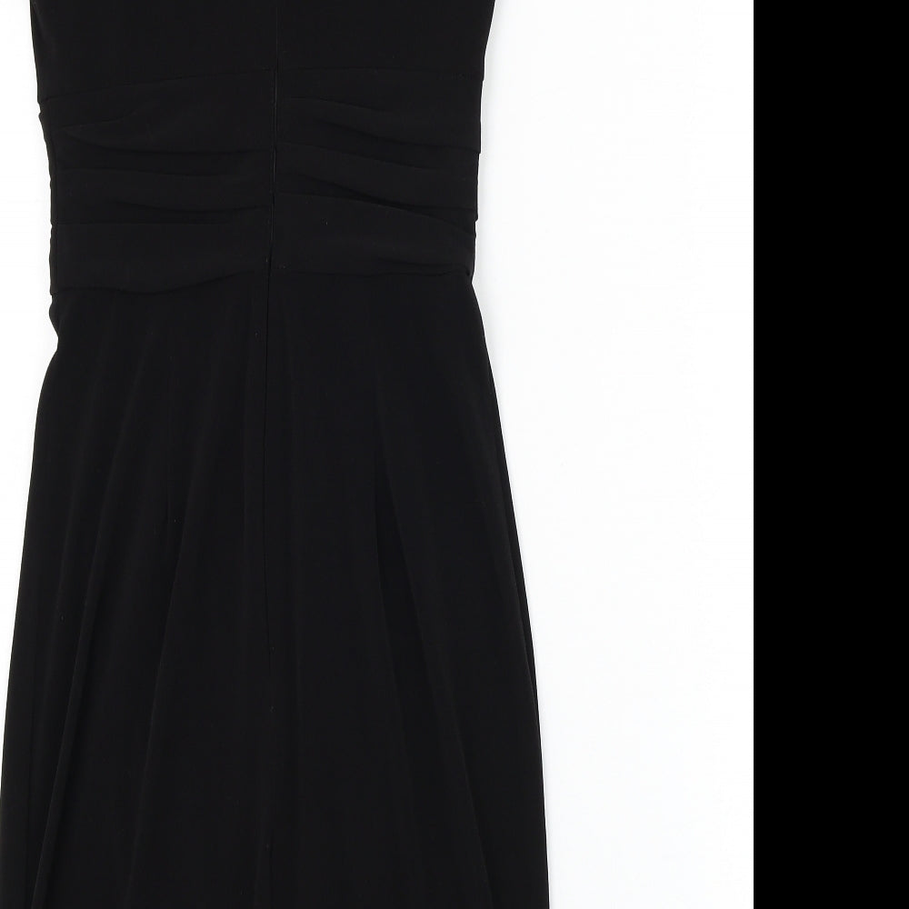 Linea Womens Black Polyester Bodycon Size 8 Round Neck Zip