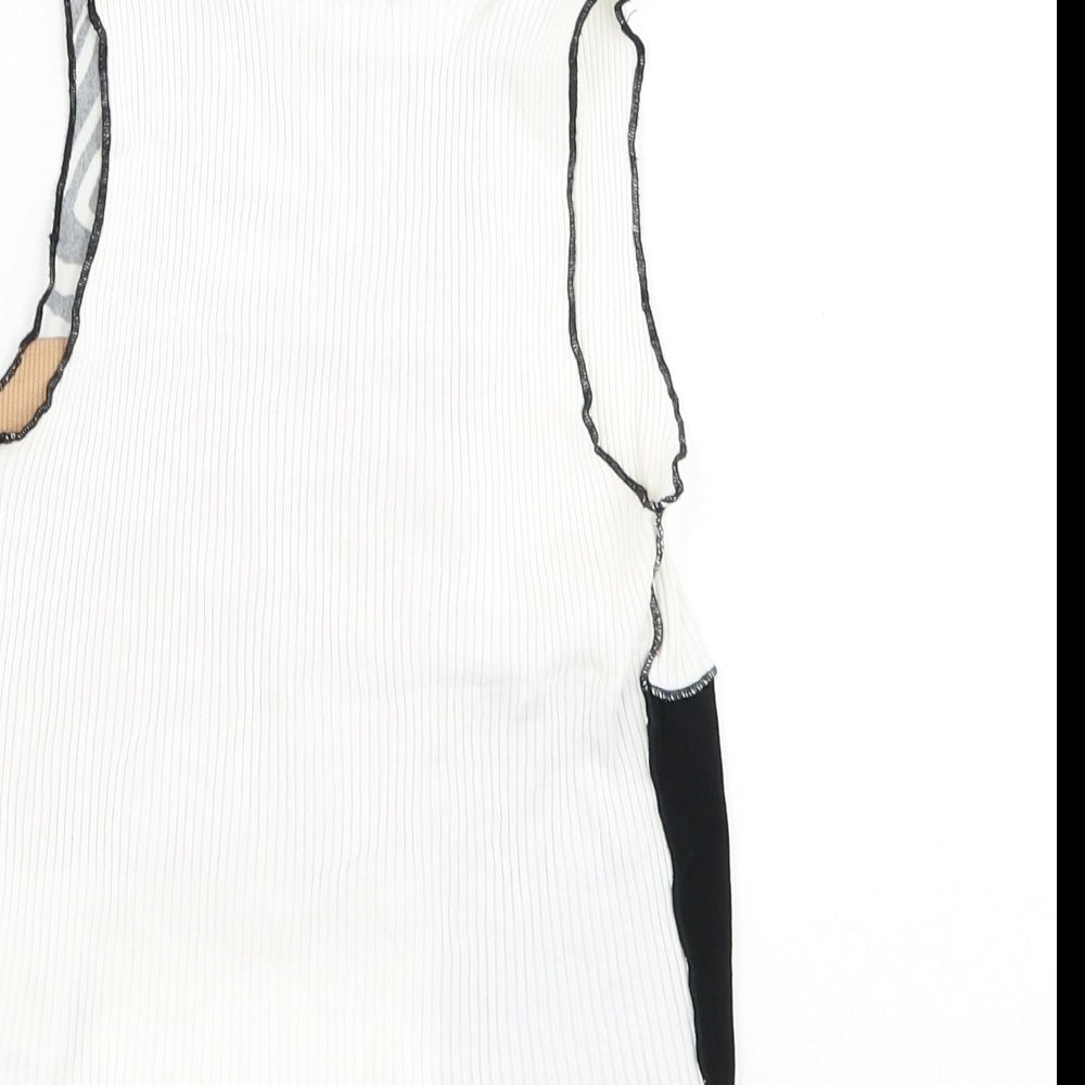 SheIn Womens Multicoloured Animal Print Cotton Basic Tank Size S Round Neck - Lettuce Hem