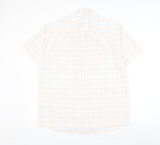 Mens UK Size M Matalan White Button-Up Short Sleeve Casual Shirt