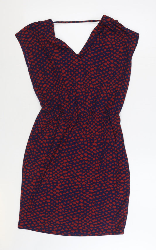 NEXT Womens Multicoloured Geometric Polyester Sheath Size 12 V-Neck Pullover