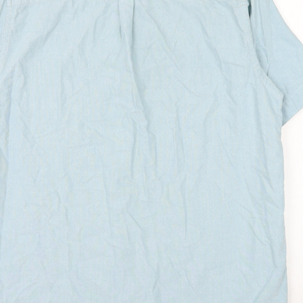 Mens UK Size L BHS Blue Button-Up Short Sleeve Casual Shirt
